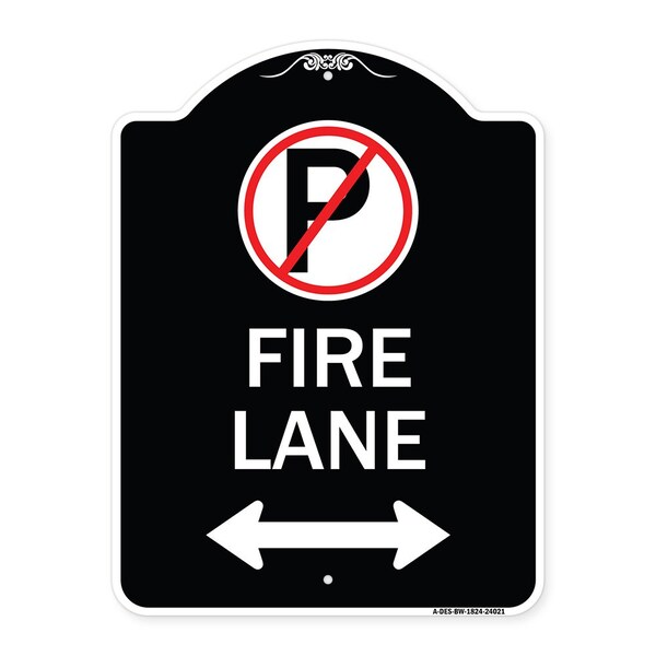 Fire Lane Heavy-Gauge Aluminum Architectural Sign, 24" x 18", BW-1824-24021